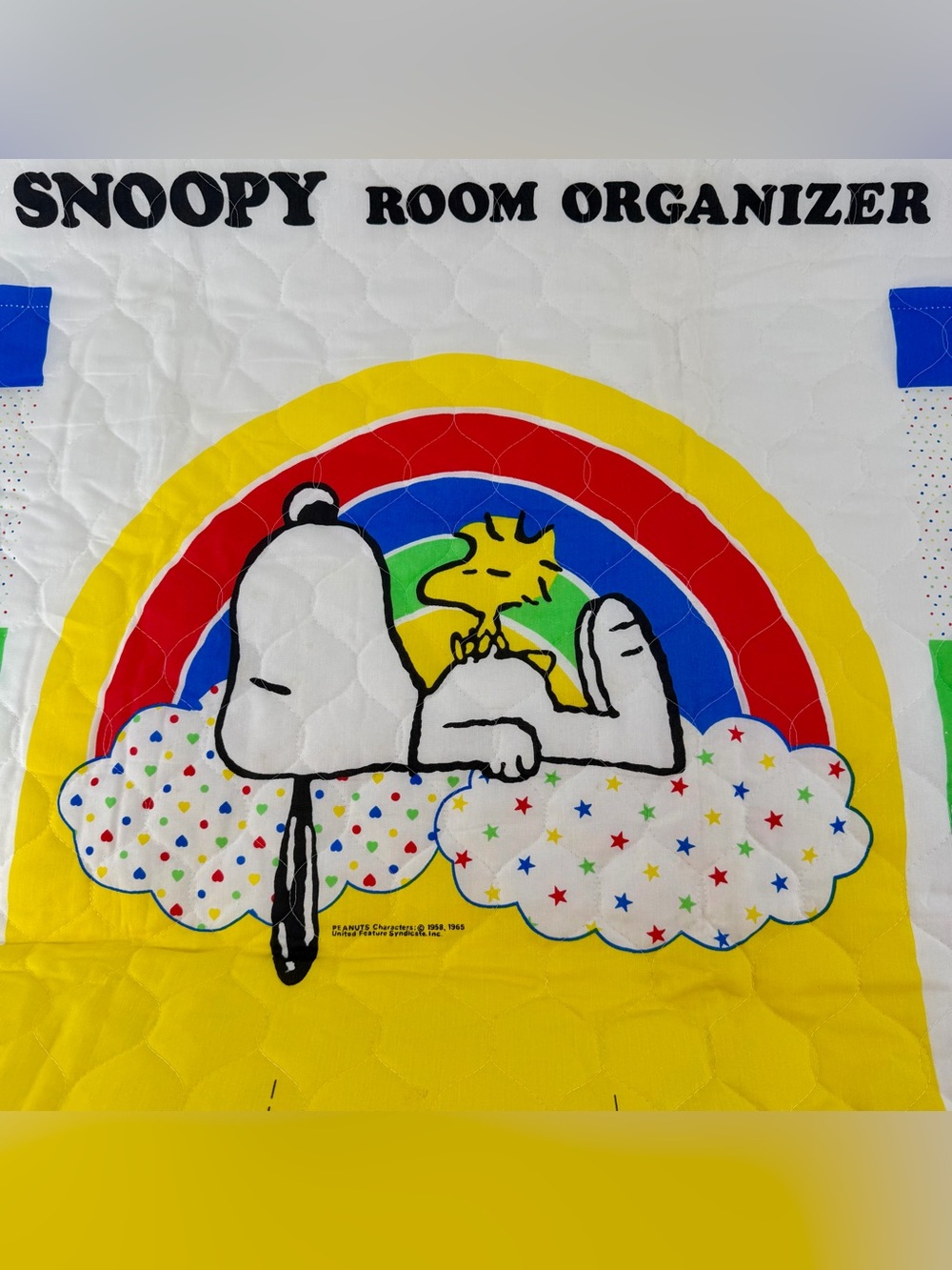 Vintage Children’s Room Organizer Fabric Panel Uncut Snoopy Peanuts Baby’s